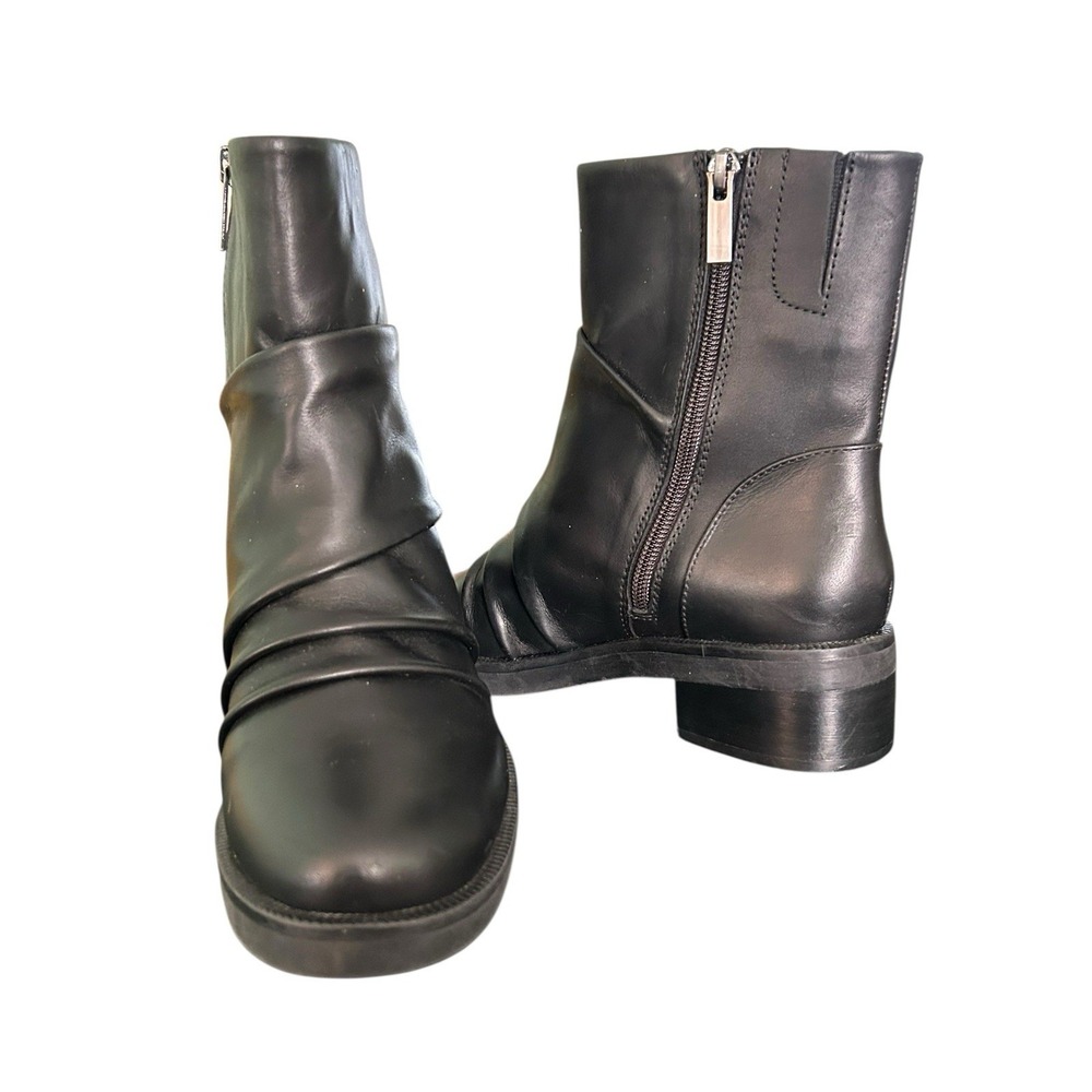 Abeo Traverse Scrunch Heeled Side Zip Leather Ankle Boots Women Sz 5M Black NWOT